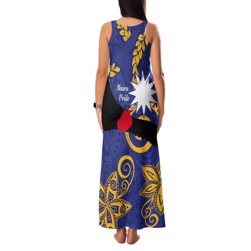 Nauru Angam Day Tank Maxi Dress Naoero Frigate Bird Polynesian Pattern