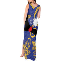 Nauru Angam Day Tank Maxi Dress Naoero Frigate Bird Polynesian Pattern