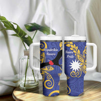 Nauru Angam Day Tumbler With Handle Naoero Frigate Bird Polynesian Pattern
