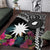 Black Nauru Area Rug Naoero Map With Polynesian Tropical Flowers