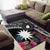 Black Nauru Area Rug Naoero Map With Polynesian Tropical Flowers