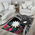 Black Nauru Area Rug Naoero Map With Polynesian Tropical Flowers