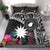 Black Nauru Bedding Set Naoero Map With Polynesian Tropical Flowers