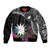 Black Nauru Bomber Jacket Naoero Map With Polynesian Tropical Flowers