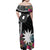 Black Nauru Family Matching Off Shoulder Maxi Dress and Hawaiian Shirt Naoero Map With Polynesian Tropical Flowers