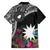 Black Nauru Family Matching Off Shoulder Short Dress and Hawaiian Shirt Naoero Map With Polynesian Tropical Flowers