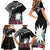 Black Nauru Family Matching Short Sleeve Bodycon Dress and Hawaiian Shirt Naoero Map With Polynesian Tropical Flowers