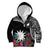 Black Nauru Kid Hoodie Naoero Map With Polynesian Tropical Flowers