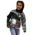 Black Nauru Kid Hoodie Naoero Map With Polynesian Tropical Flowers