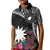 Black Nauru Kid Polo Shirt Naoero Map With Polynesian Tropical Flowers