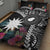 Black Nauru Quilt Bed Set Naoero Map With Polynesian Tropical Flowers