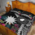 Black Nauru Quilt Bed Set Naoero Map With Polynesian Tropical Flowers