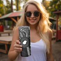 Black Nauru Skinny Tumbler Naoero Map With Polynesian Tropical Flowers