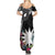 Black Nauru Summer Maxi Dress Naoero Map With Polynesian Tropical Flowers