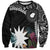 Black Nauru Sweatshirt Naoero Map With Polynesian Tropical Flowers