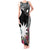 Black Nauru Tank Maxi Dress Naoero Map With Polynesian Tropical Flowers