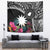 Black Nauru Tapestry Naoero Map With Polynesian Tropical Flowers