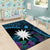 Blue Nauru Area Rug Naoero Map With Polynesian Tropical Flowers