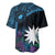 Blue Nauru Baseball Jersey Naoero Map With Polynesian Tropical Flowers