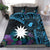 Blue Nauru Bedding Set Naoero Map With Polynesian Tropical Flowers