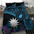 Blue Nauru Bedding Set Naoero Map With Polynesian Tropical Flowers