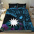 Blue Nauru Bedding Set Naoero Map With Polynesian Tropical Flowers