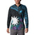 Blue Nauru Button Sweatshirt Naoero Map With Polynesian Tropical Flowers