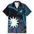 Blue Nauru Family Matching Mermaid Dress and Hawaiian Shirt Naoero Map With Polynesian Tropical Flowers