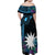 Blue Nauru Family Matching Off Shoulder Maxi Dress and Hawaiian Shirt Naoero Map With Polynesian Tropical Flowers