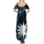 Blue Nauru Family Matching Summer Maxi Dress and Hawaiian Shirt Naoero Map With Polynesian Tropical Flowers