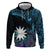 Blue Nauru Hoodie Naoero Map With Polynesian Tropical Flowers