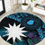 Blue Nauru Round Carpet Naoero Map With Polynesian Tropical Flowers