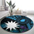 Blue Nauru Round Carpet Naoero Map With Polynesian Tropical Flowers