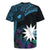 Blue Nauru Rugby Jersey Naoero Map With Polynesian Tropical Flowers