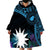 Blue Nauru Wearable Blanket Hoodie Naoero Map With Polynesian Tropical Flowers