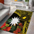 Gold Nauru Area Rug Naoero Map With Polynesian Tropical Flowers