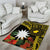 Gold Nauru Area Rug Naoero Map With Polynesian Tropical Flowers