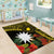 Gold Nauru Area Rug Naoero Map With Polynesian Tropical Flowers