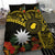 Gold Nauru Bedding Set Naoero Map With Polynesian Tropical Flowers