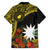 Gold Nauru Family Matching Puletasi and Hawaiian Shirt Naoero Map With Polynesian Tropical Flowers