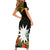 Gold Nauru Family Matching Short Sleeve Bodycon Dress and Hawaiian Shirt Naoero Map With Polynesian Tropical Flowers