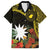 Gold Nauru Family Matching Summer Maxi Dress and Hawaiian Shirt Naoero Map With Polynesian Tropical Flowers