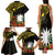 Gold Nauru Family Matching Tank Maxi Dress and Hawaiian Shirt Naoero Map With Polynesian Tropical Flowers