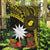 Gold Nauru Garden Flag Naoero Map With Polynesian Tropical Flowers