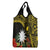 Gold Nauru Grocery Bag Naoero Map With Polynesian Tropical Flowers