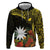 Gold Nauru Hoodie Naoero Map With Polynesian Tropical Flowers