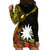 Gold Nauru Hoodie Dress Naoero Map With Polynesian Tropical Flowers