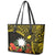 Gold Nauru Leather Tote Bag Naoero Map With Polynesian Tropical Flowers