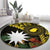 Gold Nauru Round Carpet Naoero Map With Polynesian Tropical Flowers