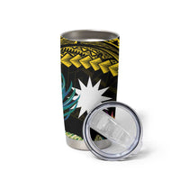 Gold Nauru Tumbler Cup Naoero Map With Polynesian Tropical Flowers